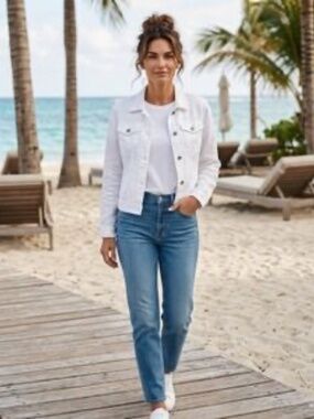 Jones & Co. White 100% Linen Lightweight Jacket Size 2X EUC
